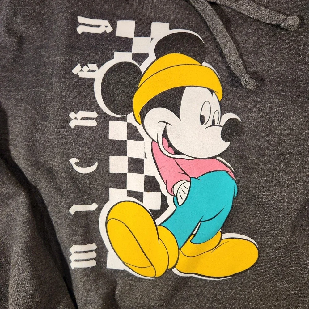 Disney Mickey Mouse Hoodie Sweatshirt‎ Mens Medium Gray NEFF Pullover Graphic